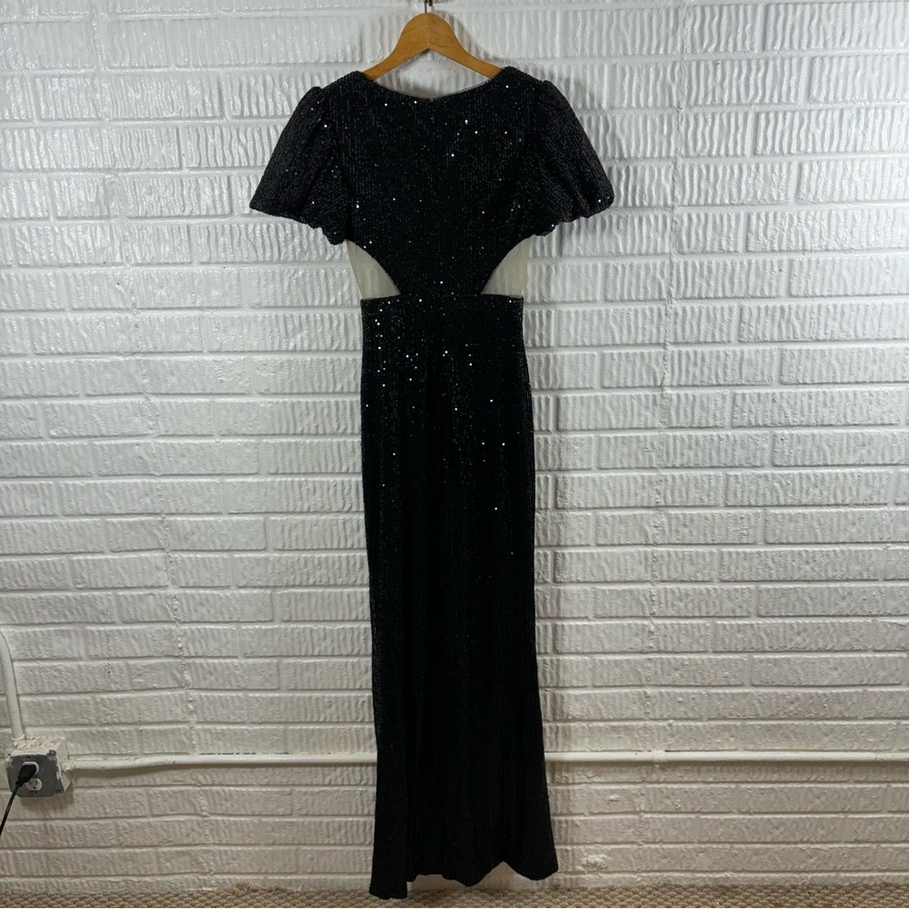MAC DUGGAL Sequin Cutout Wide Leg Jumpsuit in Blush Size US 0 - Picture 4 of 8